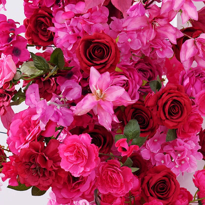 Hot Pink Rose Palm Orchid Aisle Floral Arrangement Wedding Backdrop KT Board Decor Hang Flower Row Banquet Window Display H8919