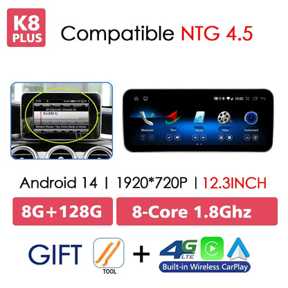 Android 14 Car Radio Carplay Android Auto Touch Screen For Mercedes Benz A Class W176 Car Intelligent Systems 4G GPS Navigation