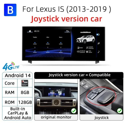 Nunoo Android 14 Wireless Carplay Auto Radio For Lexus IS RC 200 250 300 350 200t 300h Multimedia Player Navigation GPS DSP
