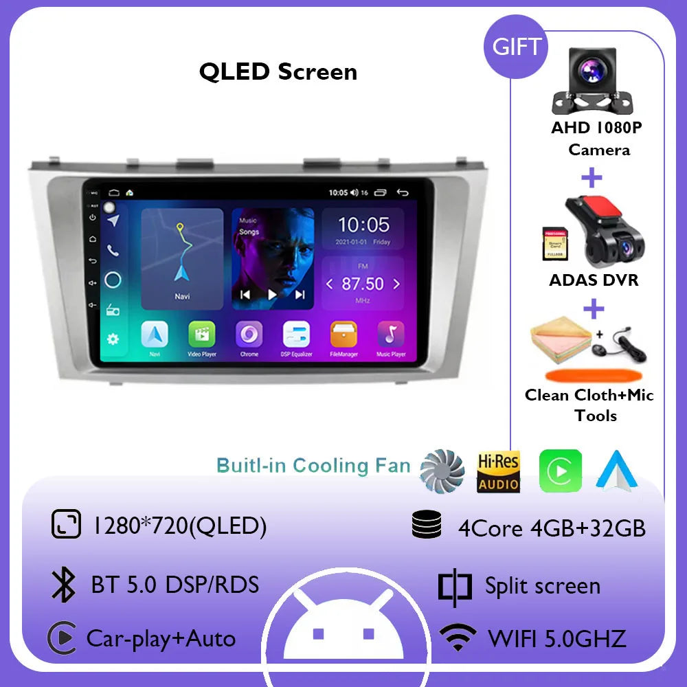 Android 14 Multimedia Player For Toyota Camry XV40 2005 - 2011 Wireless Carplay Auto Radio Car Radio 4G Navigation GPS RDS DSP
