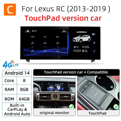 Nunoo Android 14 Wireless Carplay Auto Radio For Lexus IS RC 200 250 300 350 200t 300h Multimedia Player Navigation GPS DSP