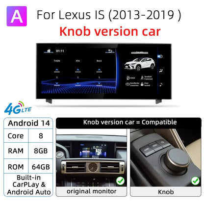 Nunoo Android 14 Wireless Carplay Auto Radio For Lexus IS RC 200 250 300 350 200t 300h Multimedia Player Navigation GPS DSP