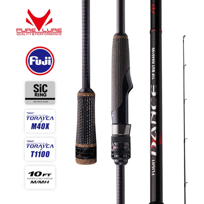 PURELURE NEW DANCE 10FT Spinning Rod For Bass High Carbon Long Throwing Fishing Rod In FUJI Accessories, Plus Spinning Reel