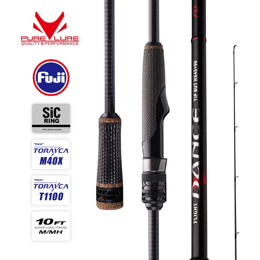 PURELURE NEW DANCE 10FT Spinning Rod For Bass High Carbon Long Throwing Fishing Rod In FUJI Accessories, Plus Spinning Reel