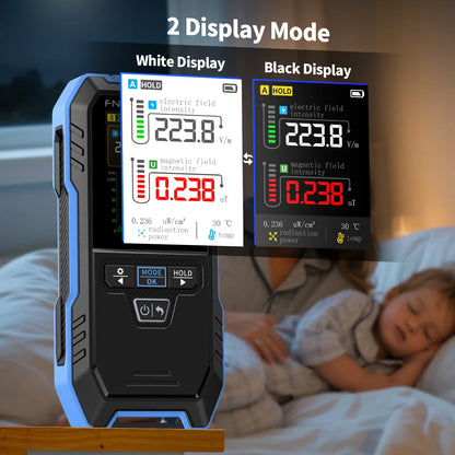 FNIRSI ERD-10 4-IN-1 Electromagnetic Radiation Detector, Electric & Magnetic Field Strength, RF Power, Temperature Monitor