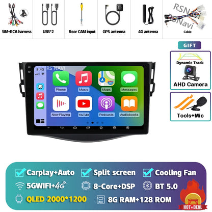 Android 14 Carplay Car Radio Multimedia For Toyota RAV4 Rav 4 2005 - 2013 navigation video DVD Autoradio Stereo 2din 4G+BT GPS