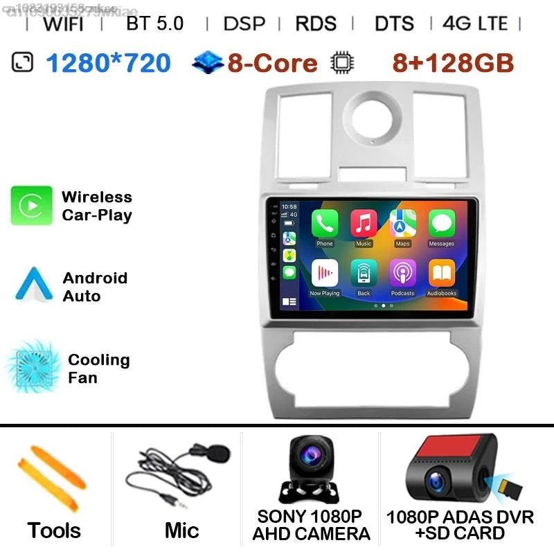 Android 14 For Chrysler 300/300C 2004-2011 Car Radio Stereo Wifi Navi Multimedia Video Player Autoradio 2Din 9in GPS Navi Maps