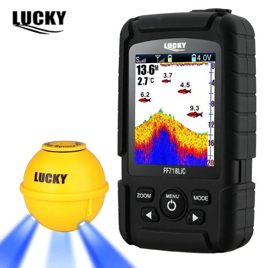 LUCKY FF718LIC-WLA Fish Finder Wireless Fishfinder Fishing Sonar 45M/147Feet Depth Sounder Echosonda Echolot Echo Sondeur Deeper