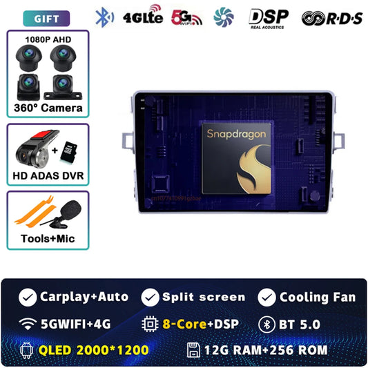 Android 14 Car radio Navigation Multimedia Player For Toyota Verso 2010 2011 2012 2013 2014 2015 2016 Carplay Auto Stereo video