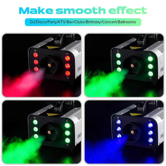 Somspot 1200W RGB LED Smoke Fog Machine Haze Generator Remote Controlled Fog Machine Stage Effect Equipment for DJ Disco Party power tools