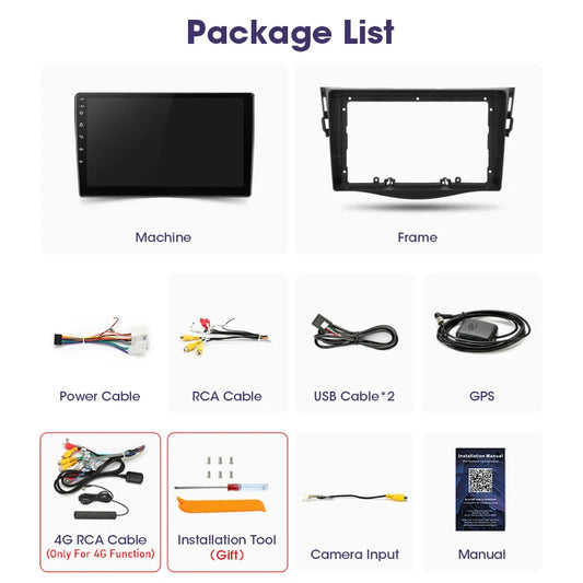 Android 14 Carplay Car Radio Multimedia For Toyota RAV4 Rav 4 2005 - 2013 navigation video DVD Autoradio Stereo 2din 4G+BT GPS