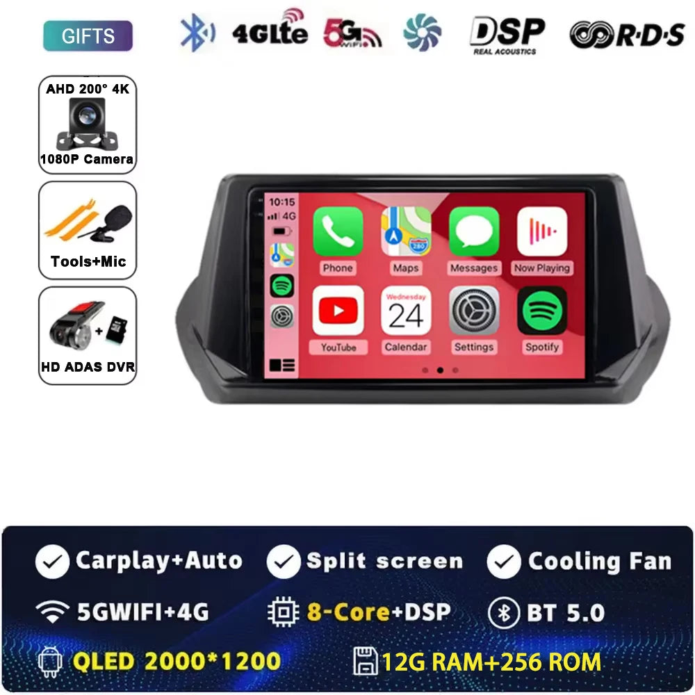 Android 15 Carplay Auto For Peugeot 2008 208 2019 2020 2021 2022 Car Radio Multimedia Video Player Navigation GPS  No 2Din 2 Din