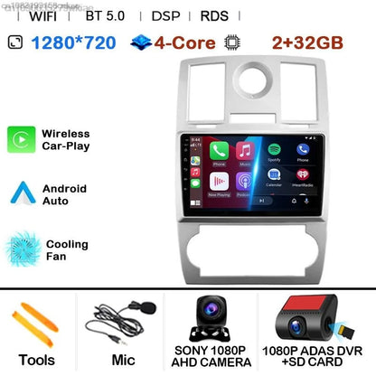 Android 14 For Chrysler 300/300C 2004-2011 Car Radio Stereo Wifi Navi Multimedia Video Player Autoradio 2Din 9in GPS Navi Maps