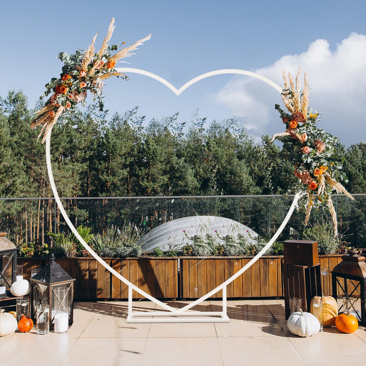 Heart Shape Metal Wedding Balloon Arch Backdrop Stand Frame Party Decoration Flowers Background Stand