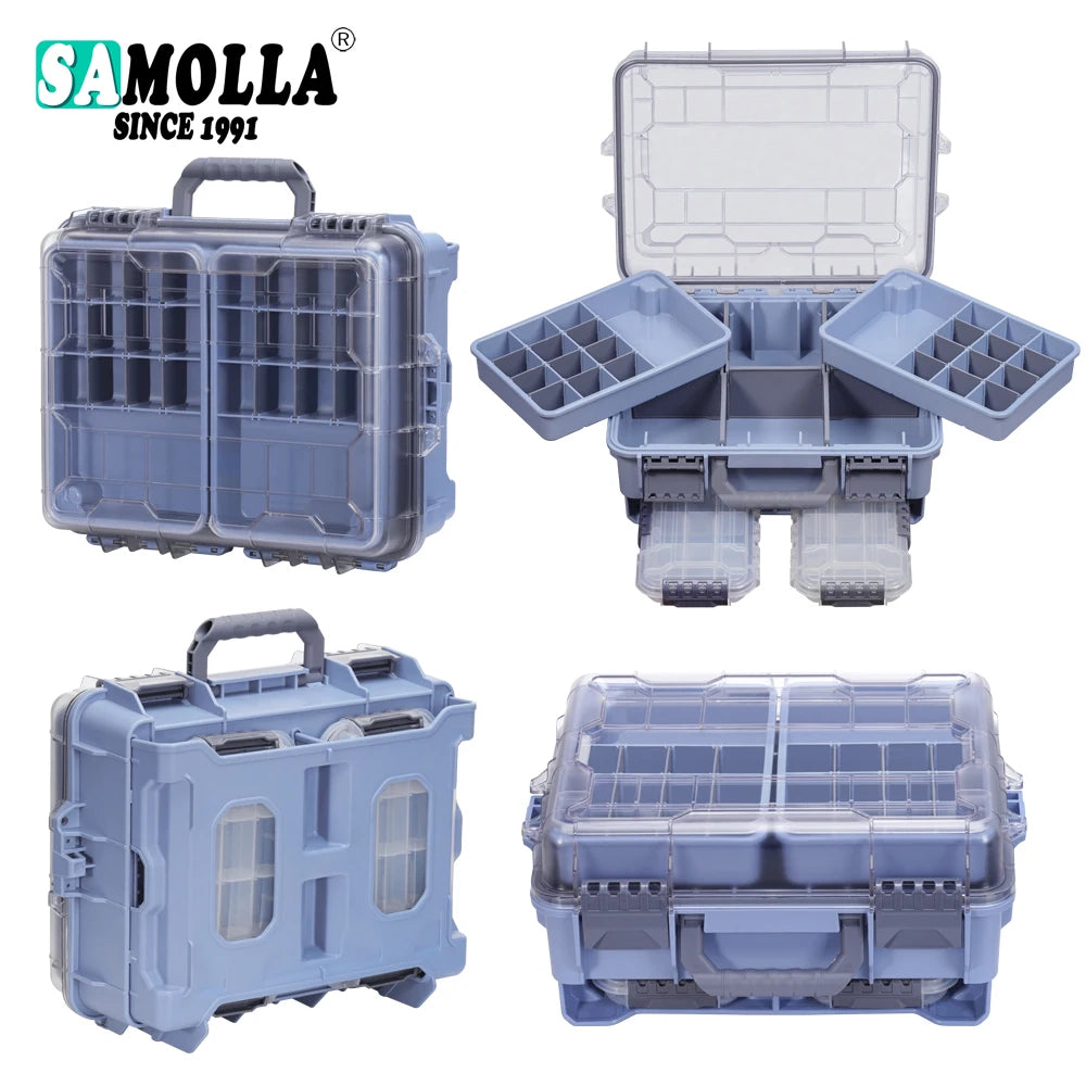 SAMOLLA Fishing Tackle Box Large Capacity Portable Multi-functional Waterproof Bait Accessories Outdoor Camping Storage Box