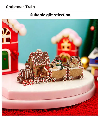 Christmas Train Ornament Gingerbread Man Xmas Christmas Atmosphere Desktop decoration holiday parties Christmas Children Gift