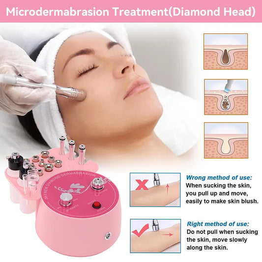 Pink Diamond Microdermabrasion Machine Facial 3 in 1 Professional Blackhead Removal Acne Clearning Anti Aging Skin care Tool