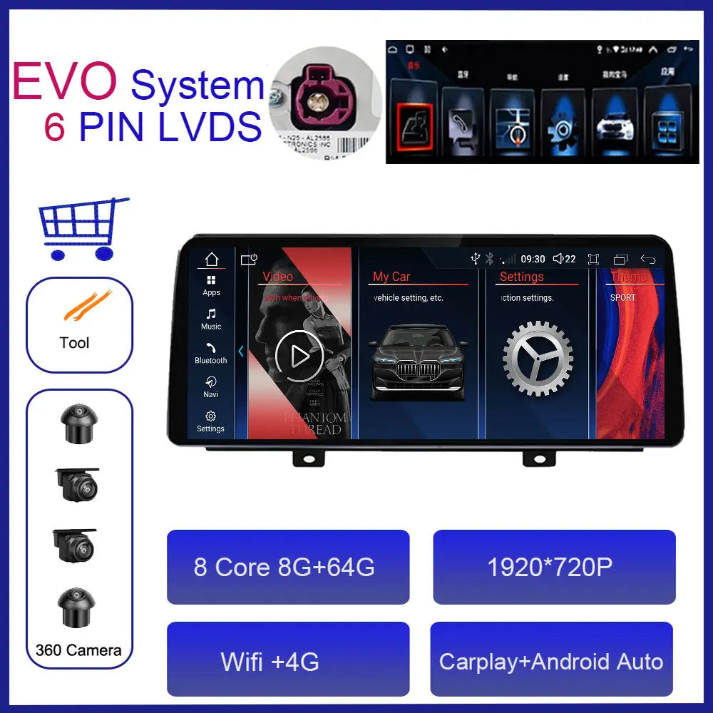 12.3'' For BMW X3 G01 X4 G02 2018 - 2020 EVO System Android Auto Multimedia Player Carplay Radio GPS Navigation 4G 1920X720P