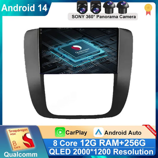 Android 14 Car Radio Multimedia For GMC Yukon 3 GMT 900 for Chevrolet Tahoe 3 III GMT900 2007 -2014 9" Screen Carplay Stereo GPS