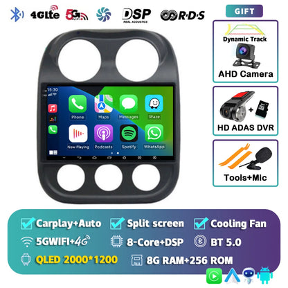 Android 14 For Jeep Compass Patriot 2010- 2016 2K QLED Android Car Radio Multimedia Video Player GPS AI Voice CarPlay Head Unit