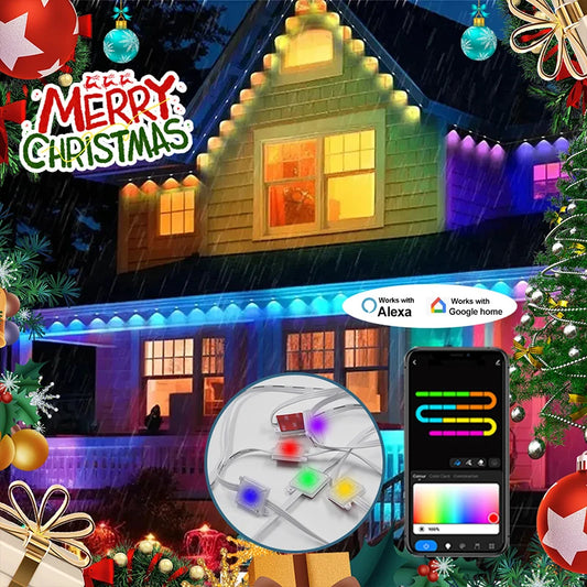 Outdoor Smart Eave Light 30LED15m 24V RGBIC Multi-Function App Control Christmas Decor Garden Garlands Halloween Holiday DIY