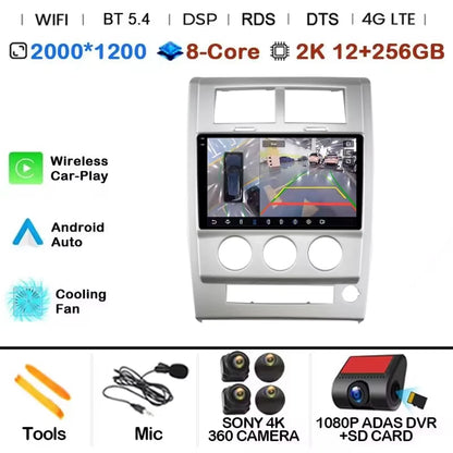 Android 14 Carplay+Auto For Jeep Cherokee KK Liberty 2007 - 2012 Car Radio Multimedia Video Player Navigation GPS 4G Autoradio