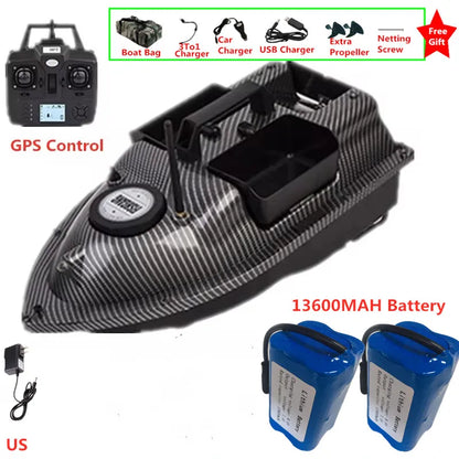 16 GPS Return Nesting Sonar Fish Finder RC Bait Boat 500M 2KG LCD Screen Waterproof Correction Yaw Remote Control Fishing Boat