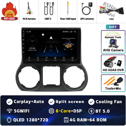 Android 14 Carplay Auto For Jeep Wrangler 3 JK 2015 2016 2017 Car Radio Player Multimedia srereo Navigation BT 4G WIFI DSP