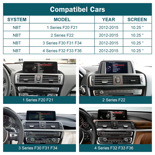 10.25'12.3' Wireless CarPlay Android Auto Multimedia Display Screen For BMW 1 2 3 4 Series F20 F21 F22 F30 F31 F32 F33