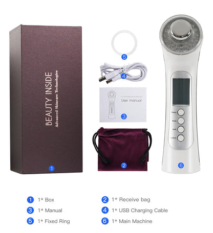 Ultrasonic Ion Facial Massager - Photon Rejuvenation & EMS Microcurrent, Portable Vibration Skin Care Device for Home Use