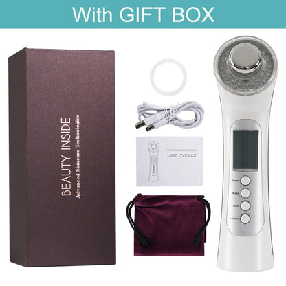 Ultrasonic Ion Facial Massager - Photon Rejuvenation & EMS Microcurrent, Portable Vibration Skin Care Device for Home Use