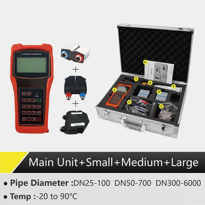 TUF-2000H Handheld Ultrasonic Flow Meter Portable Clamp-On Flowmeter Non-Invasive No Pipe Cutting