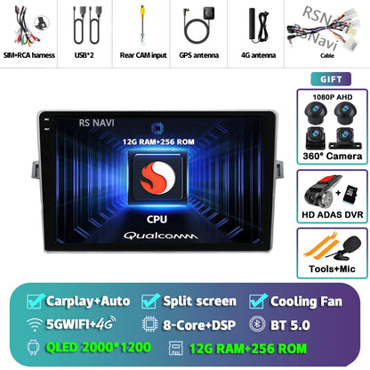 Android 14 Car radio Navigation Multimedia Player For Toyota Verso 2010 2011 2012 2013 2014 2015 2016 Carplay Auto Stereo video