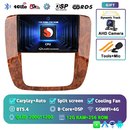 Android 14 Car Radio For GMC Yukon Chevrolet Tahoe Suburban 2008-2012 Carplay Multimedia Video Player Navigation Stereo Wifi+4G