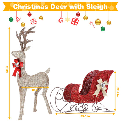 Indoor Outdoor Large Lighted Christmas Deer Family Set Front Yard Porch Holiday Decoration with 160/210 Warm White LED Lights
