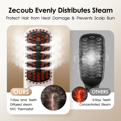Steam Straightener Comb 3s Heat Ionic Multifunctional Ionic Styler for Curly/Frizzy Hair 13 Temp Modes 130-210°C Home Salon