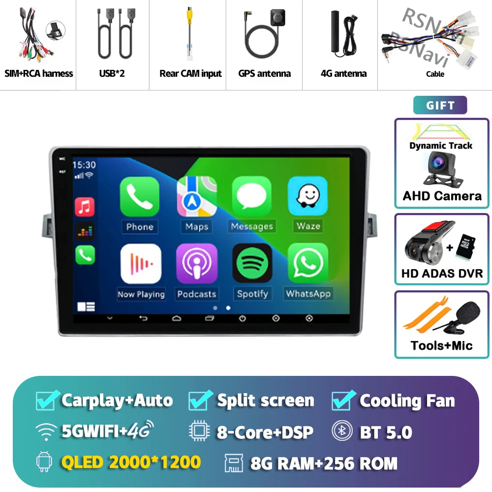 Android 14 Car radio Navigation Multimedia Player For Toyota Verso 2010 2011 2012 2013 2014 2015 2016 Carplay Auto Stereo video