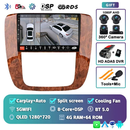 Android 14 Car Radio For GMC Yukon Chevrolet Tahoe Suburban 2008-2012 Carplay Multimedia Video Player Navigation Stereo Wifi+4G