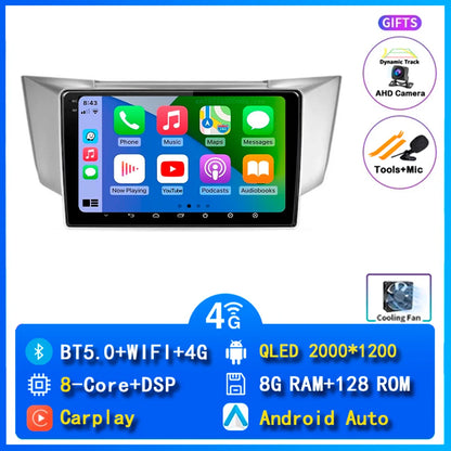 Android 14 wifi+4G Carplay AUTO Car Radio For Lexus RX300 RX330 RX350 RX400H 2003 -2009 Navigation GPS Player Stereo Multimedia