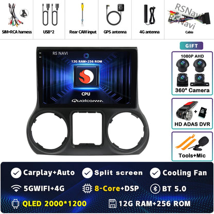 Android 14 Carplay Auto For Jeep Wrangler 3 JK 2015 2016 2017 Car Radio Player Multimedia srereo Navigation BT 4G WIFI DSP