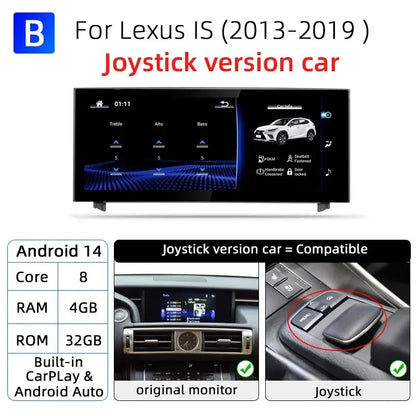 Nunoo Android 14 Wireless Carplay Auto Radio For Lexus IS RC 200 250 300 350 200t 300h Multimedia Player Navigation GPS DSP