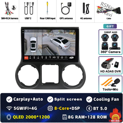 Android 14 Carplay Auto For Jeep Wrangler 3 JK 2015 2016 2017 Car Radio Player Multimedia srereo Navigation BT 4G WIFI DSP