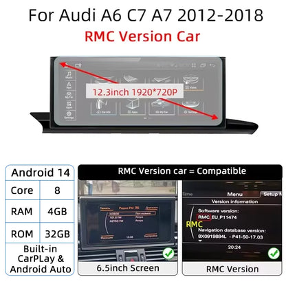 For Audi A6 A7 C7 Android 14 Car Radio Multimedia mp3 Player IPS Carplay Screen Stereo 4G GPS Navigation WIFI Head Unit
