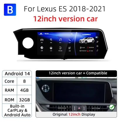 Android 14 Carplay Screen For Lexus ES ES200 ES250 ES350 ES300h 2018-2021 8 Core Multimedia Player Car Monitor Video Navigation