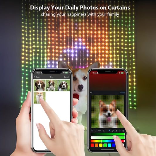 LED Intelligent LED DIY Curtain Light Remote Control Background Wall Bedroom Decoration Light Christmas and Halloween Decoration