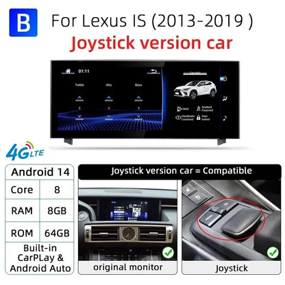 Nunoo Android 14 Wireless Carplay Auto Radio For Lexus IS RC 200 250 300 350 200t 300h Multimedia Player Navigation GPS DSP