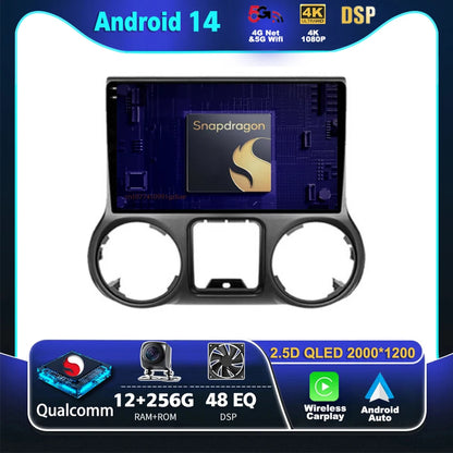 Android 14 Carplay Auto For Jeep Wrangler 3 JK 2015 2016 2017 Car Radio Player Multimedia srereo Navigation BT 4G WIFI DSP