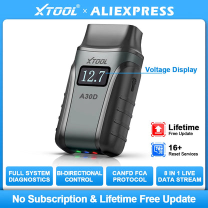 XTOOL Anyscan A30D BT OBD2 Scanner Full System 16+ Service Bidirectional Scan Tools Lifetime Free Update CAN FD FCA Andriod IOS