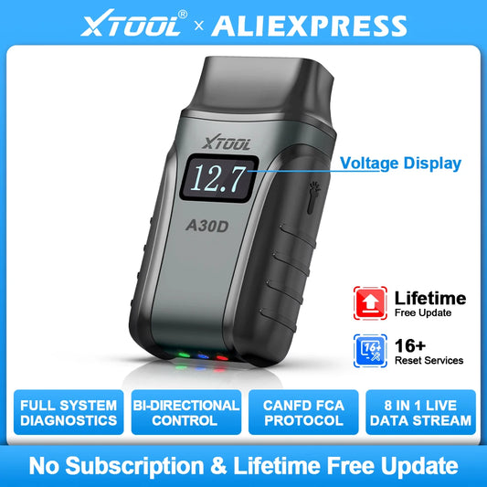 XTOOL Anyscan A30D BT OBD2 Scanner Full System 16+ Service Bidirectional Scan Tools Lifetime Free Update CAN FD FCA Andriod IOS