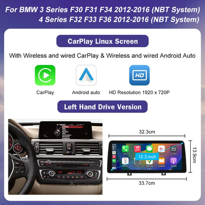 1920*720 Multimedia Touch Screen For BMW 1/2/3/4 Series F20/F21/F22/F30/F31/F33/F34/F36 Android Auto NBT System Wireless Carplay